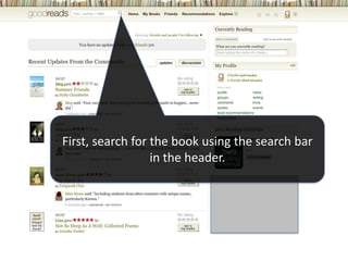First, search for the book using the search bar
                  in the header.
 