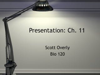 Presentation: Ch. 11

     Scott Overly
       Bio 120
 