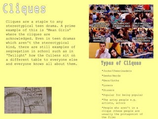 Clique Examples Codes and Conventions of the teen genre | PPT