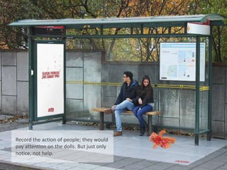 Record the action of people; they would
pay attention on the dolls. But just only
notice, not help.
 