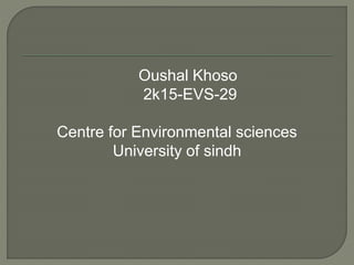 Oushal Khoso
2k15-EVS-29
Centre for Environmental sciences
University of sindh
 