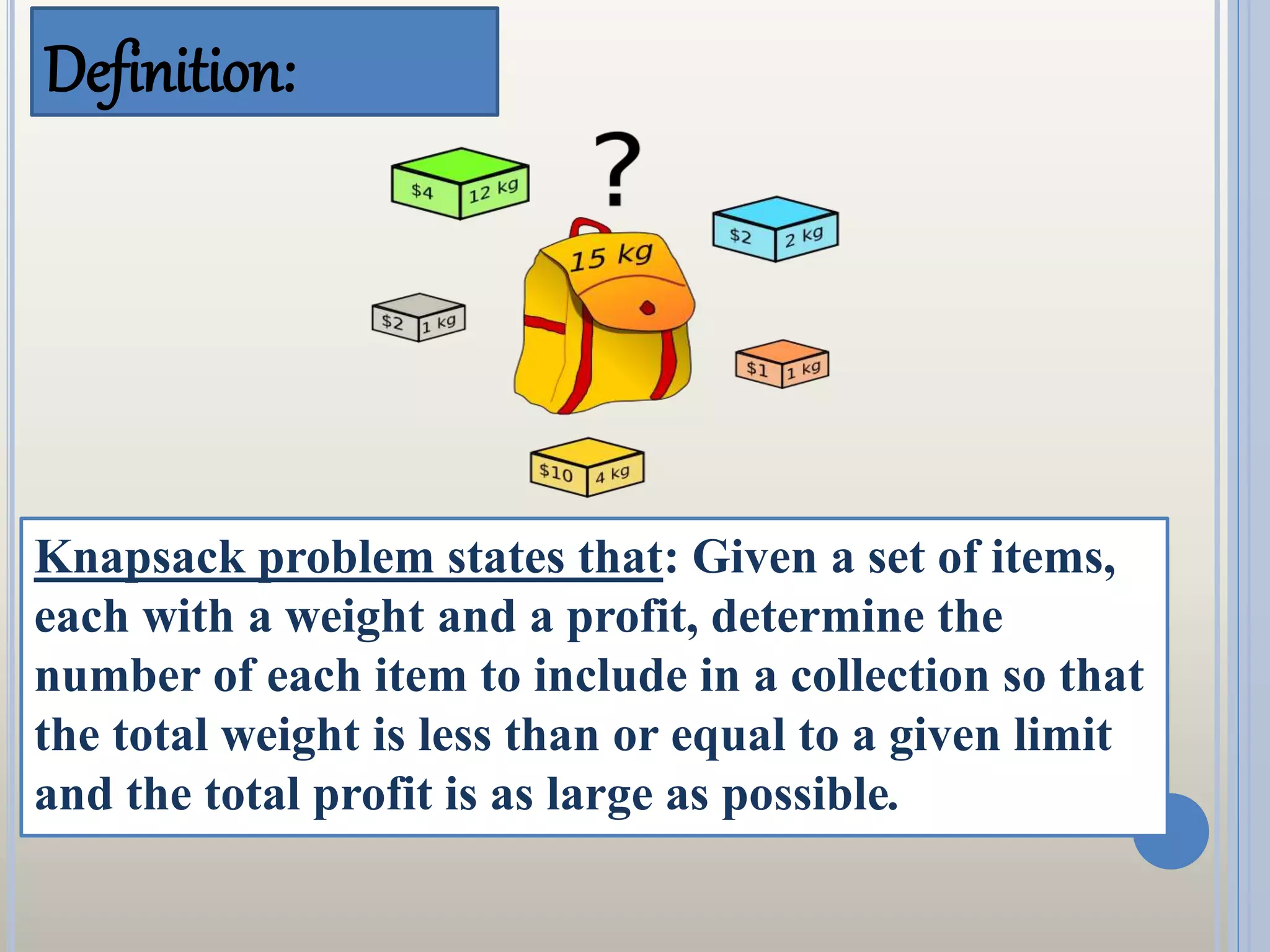 Knapsack Problem (DP & GREEDY) | PPT