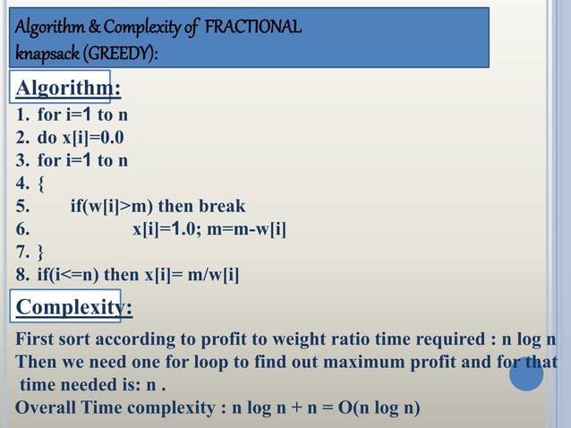 Knapsack Problem (DP & GREEDY) | PPT