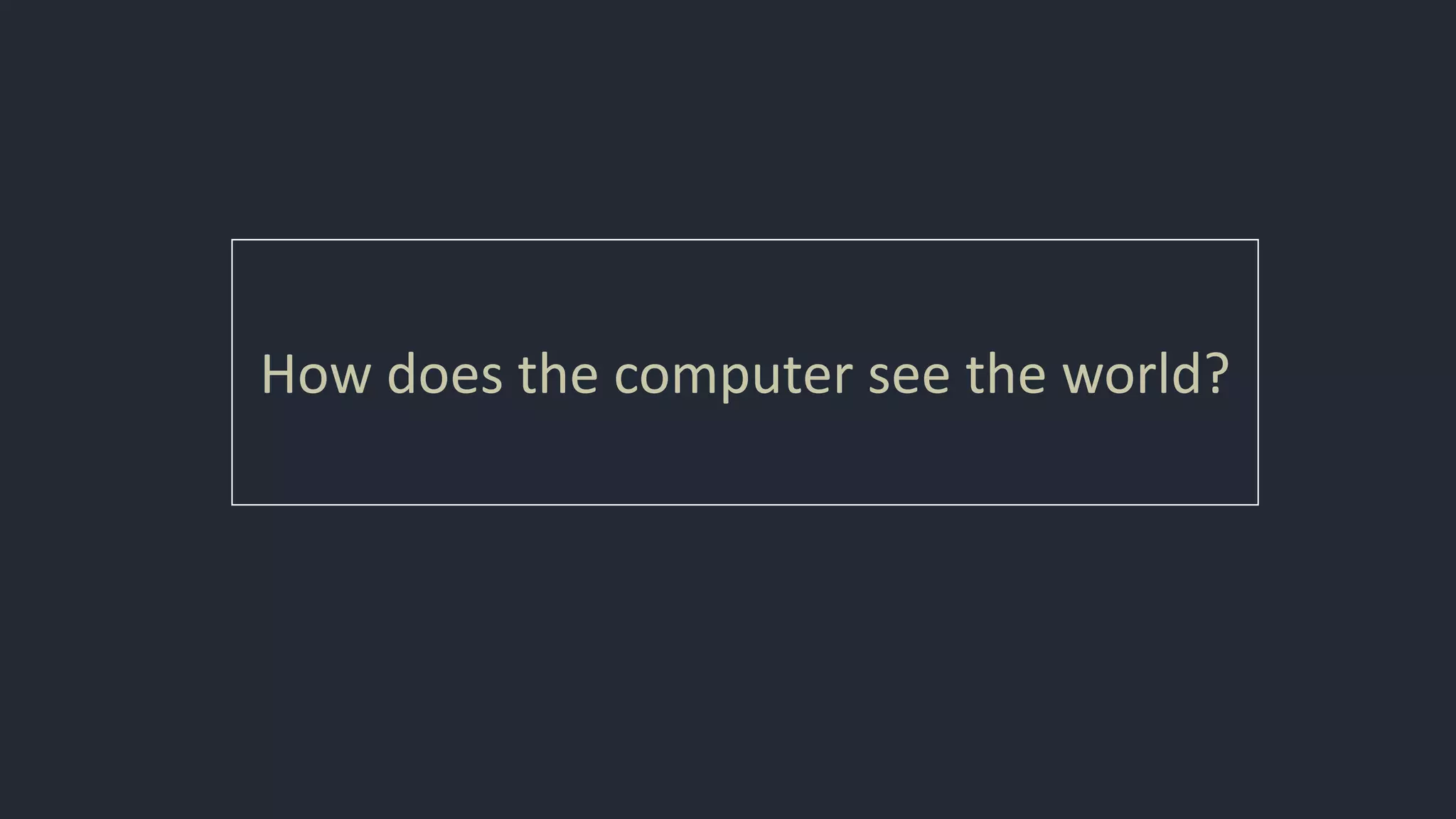 How does the computer see the world?
 