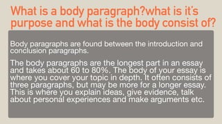 body paragraph in an essay12345678910111 | PDF