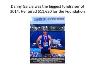 Danny Garcia was the biggest fundraiser of
2014. He raised $11,650 for the Foundation
 