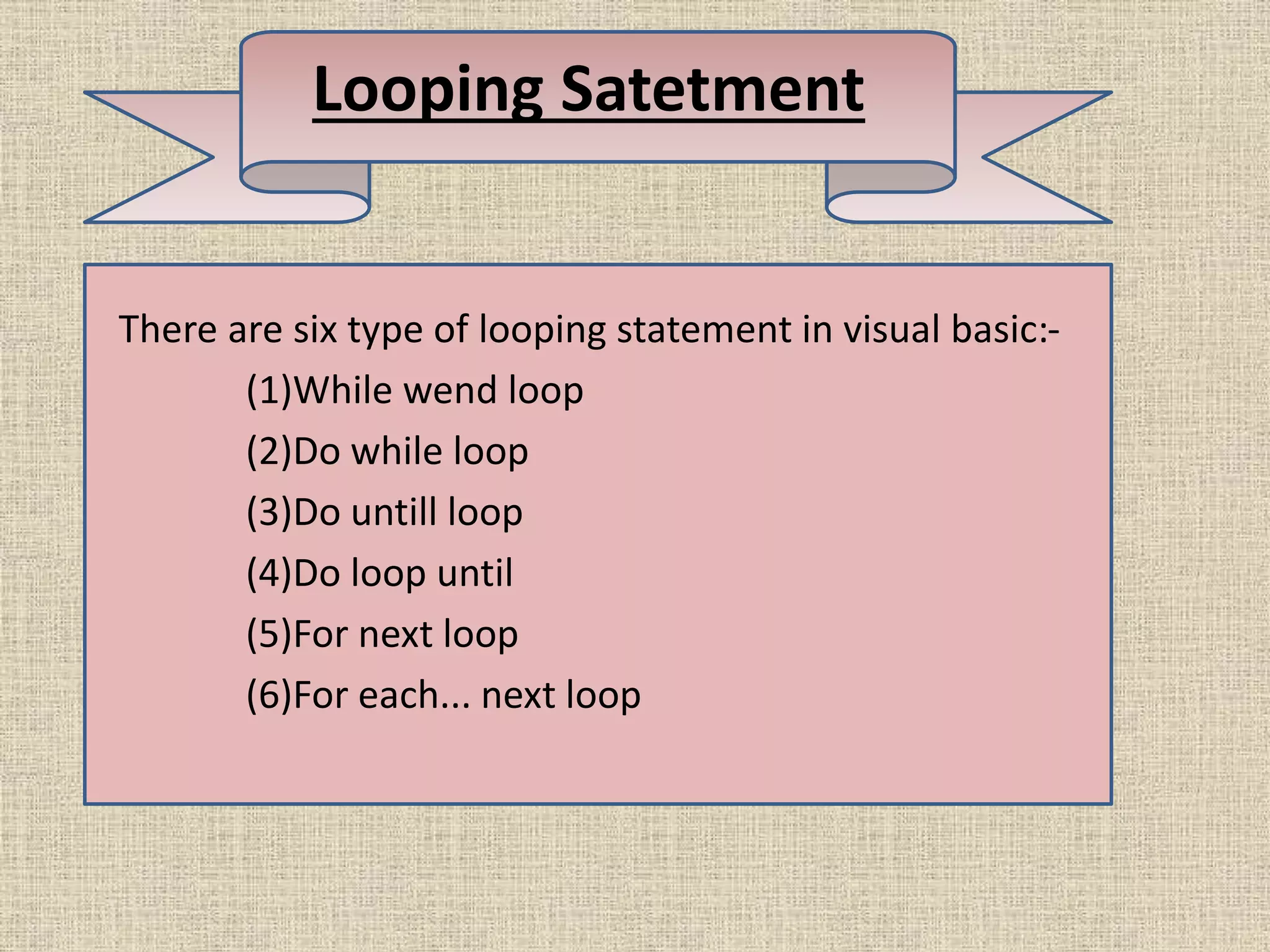 CONTROL STRUCTURE IN VB | PPTX | Programming Languages | Computing