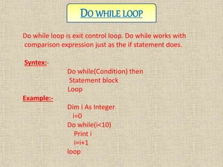 CONTROL STRUCTURE IN VB | PPTX | Programming Languages | Computing