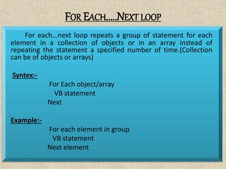 CONTROL STRUCTURE IN VB | PPTX | Programming Languages | Computing