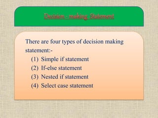 CONTROL STRUCTURE IN VB | PPTX