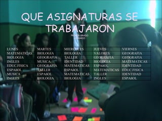 QUE ASIGNATURAS SE TRABAJARON PRIMER GRADO HORARIO 