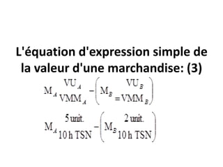 L'équation d'expression simple de
la valeur d'une marchandise: (3)
 