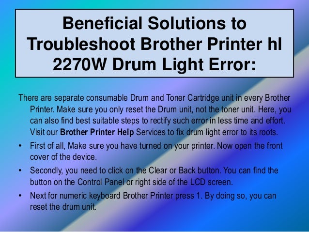 brother printer hl 2270dw drum light error brother hl 2170w drum and error light
