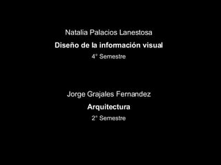 Natalia Palacios Lanestosa Diseño de la información visual 4° Semestre Jorge Grajales Fernandez Arquitectura 2° Semestre 