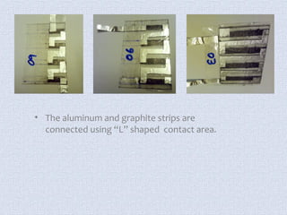 • The aluminum and graphite strips are 
connected using “L” shaped contact area. 
 