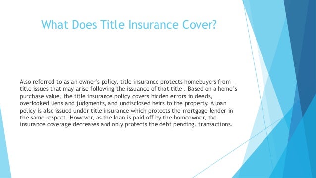 what does title insurance cover
