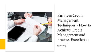 Business Credit
Management
Techniques - How to
Achieve Credit
Management and
Process Excellence
By: CreditQ
 