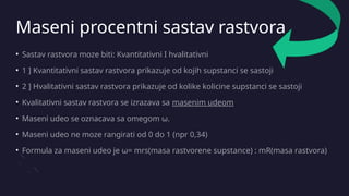 Prezentacija rastvori za 7 razred (definicije,formule,objasnjenja) | PPTX