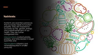 Nutrient Function Overview Comprehensive Overview of Nutrients: Types, Functions, and Dietary ...