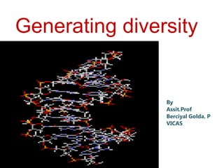 Generating diversity
By
Assit.Prof
Berciyal Golda. P
VICAS
 