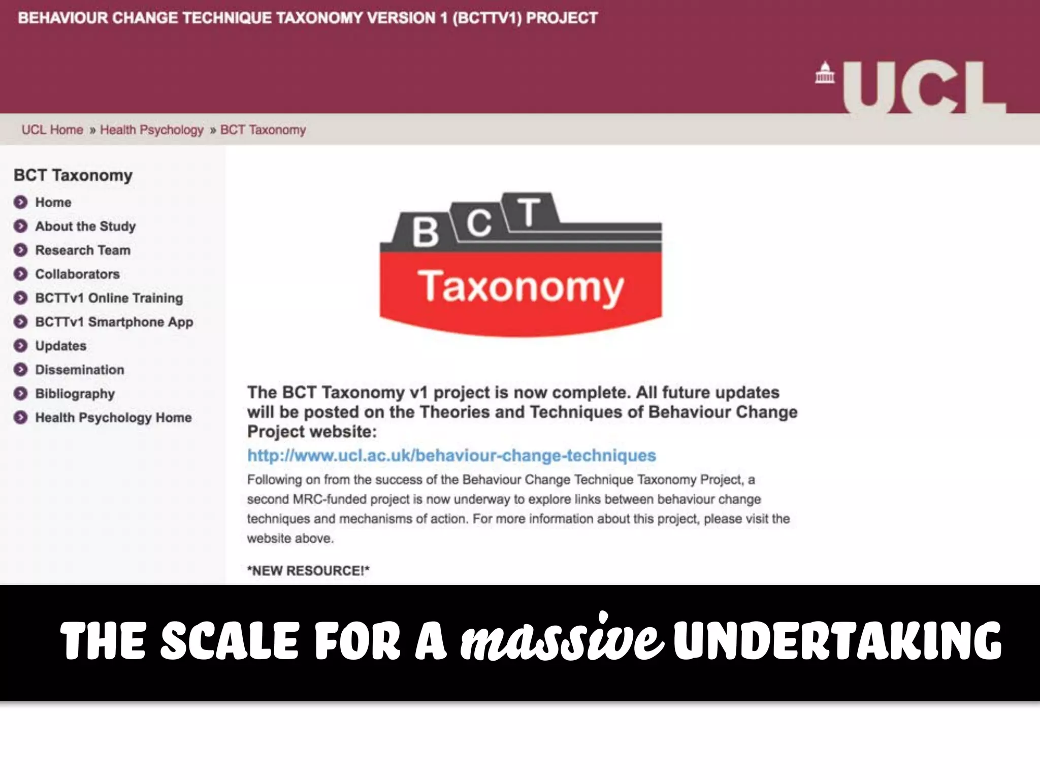 the scale for a massive undertaking
 