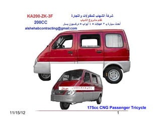 175cc CNG Passenger Tricycle
11/15/12                1
 