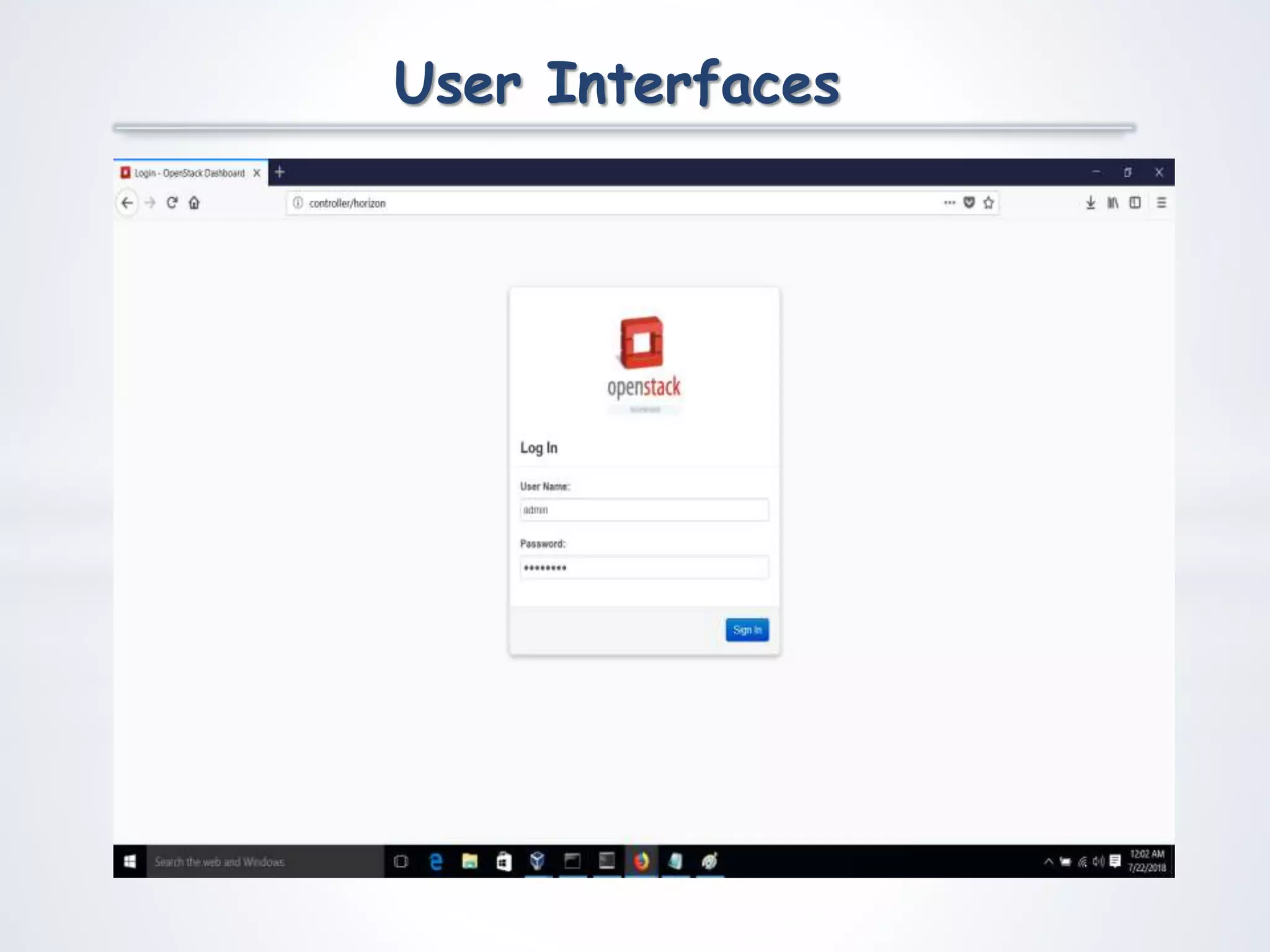 User Interfaces
 