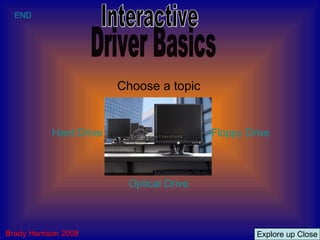 . Hard Drive Floppy Drive Optical Drive Driver Basics Choose a topic END Brady Harrison 2008 Explore up Close Interactive 
