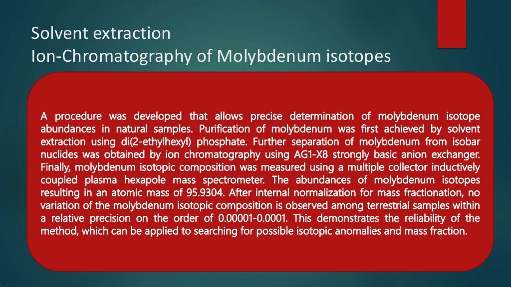 Applications of solvent extraction