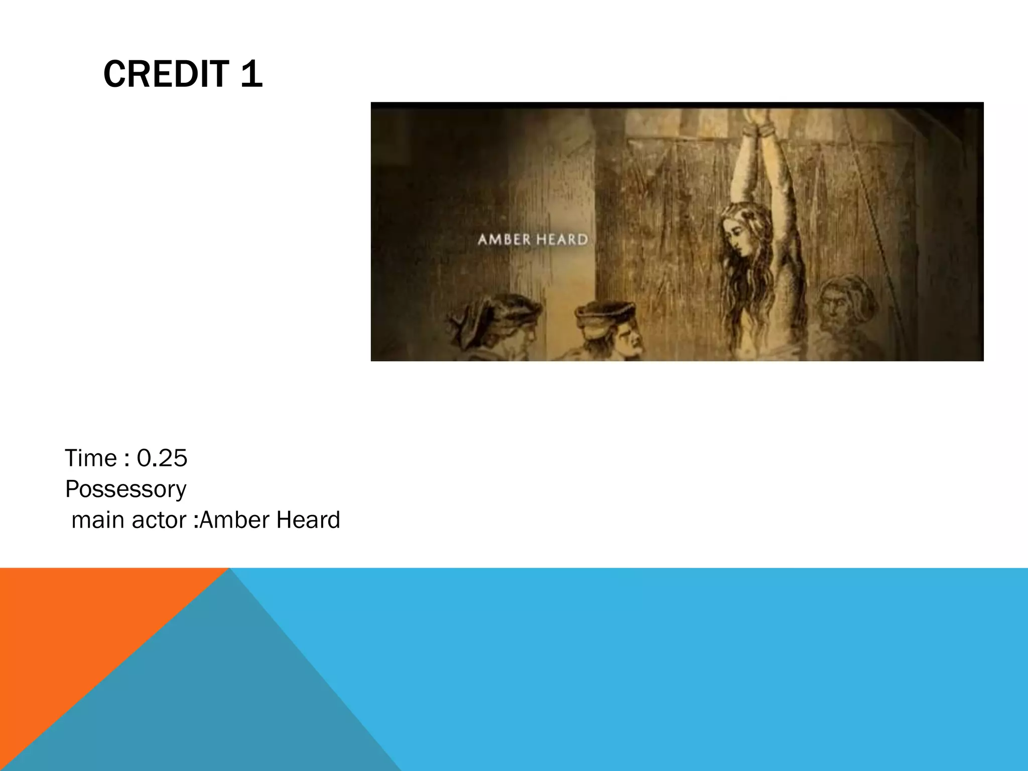 CREDIT 1




Time : 0.25
Possessory
main actor :Amber Heard
 