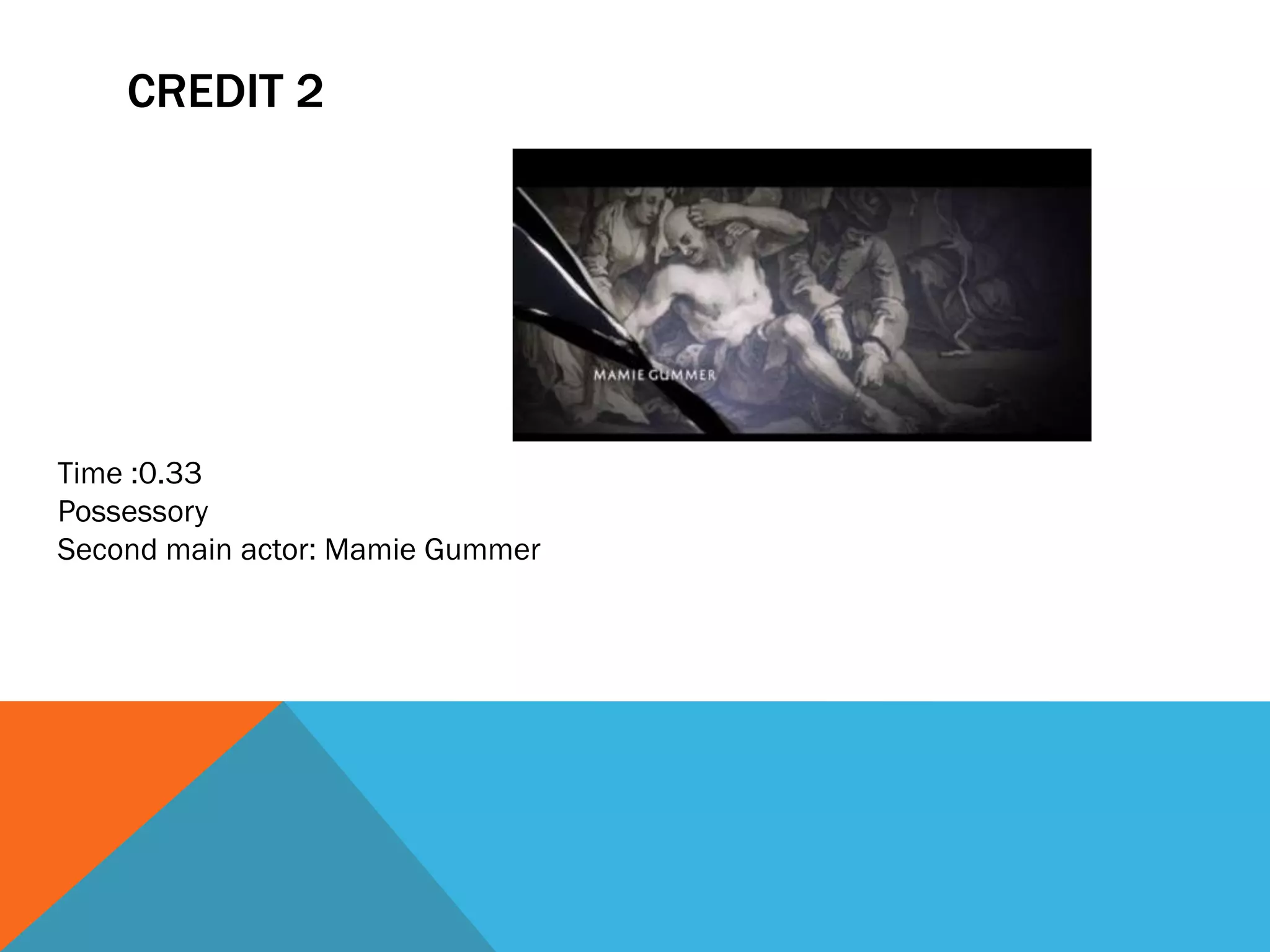 CREDIT 2




Time :0.33
Possessory
Second main actor: Mamie Gummer
 