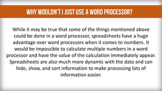ICT: SPREADSHEETS (MICROSOFT EXCEL) | PPTX