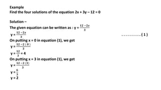 Test Your Knowledge
Equation p = 2q + 3 has _____________
a)only one solution.
b)only two solutions.
c)infinitely many sol...