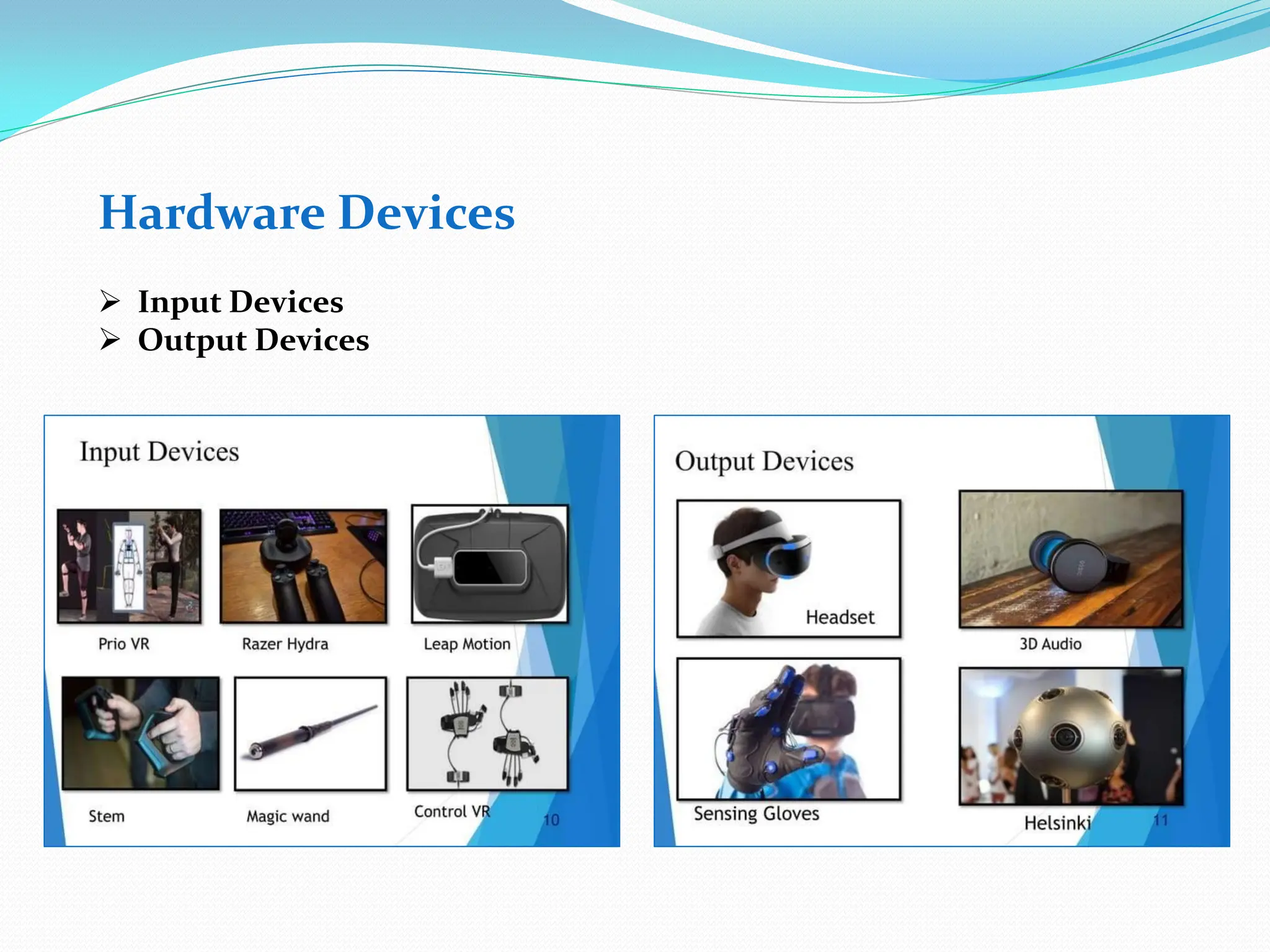 Hardware Devices
 Input Devices
 Output Devices
 