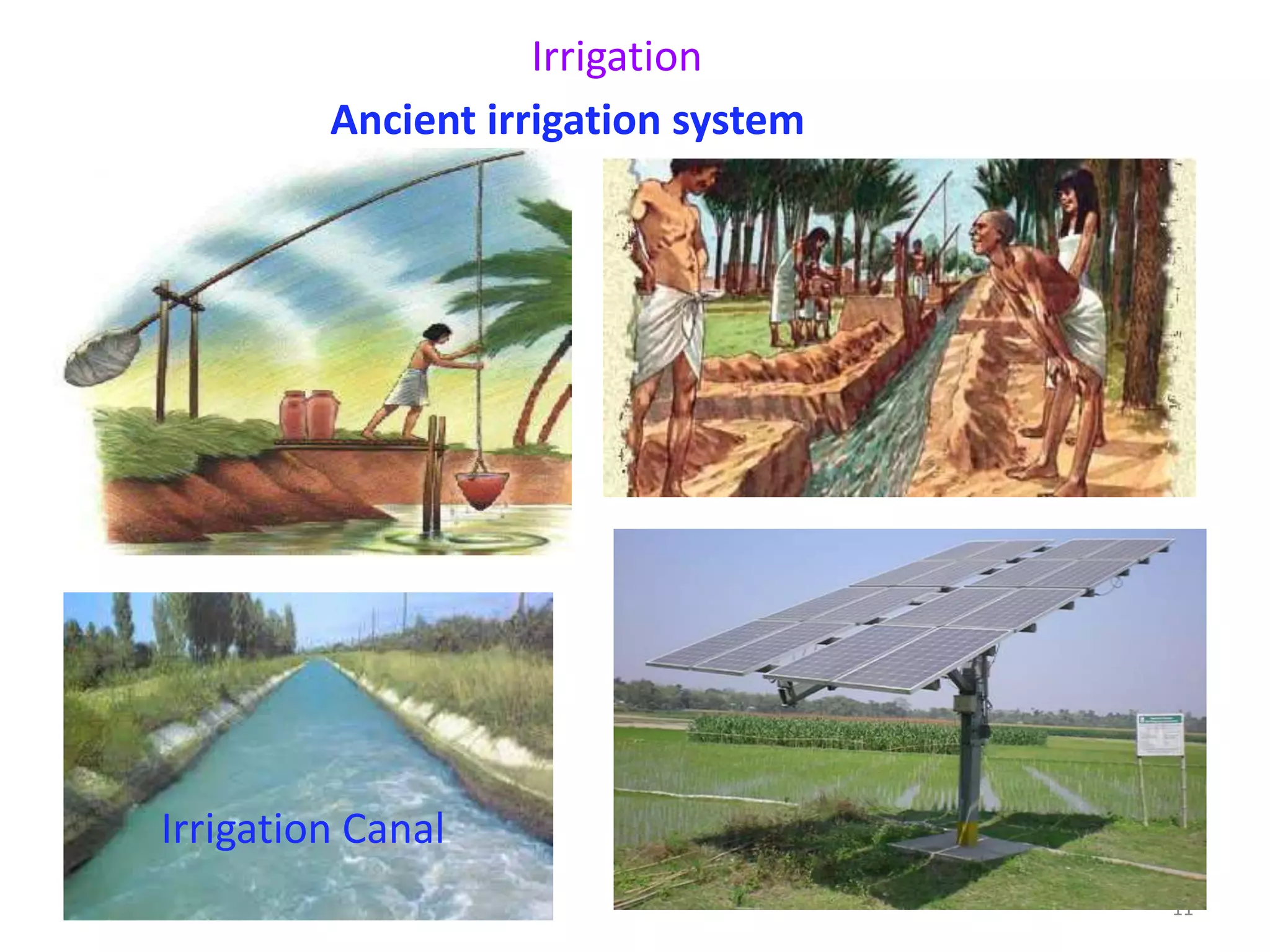 Ancient irrigation system
Irrigation Canal
11
Irrigation
 