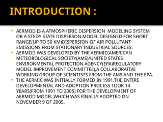 different air pollution model Aermod model, | PPTX