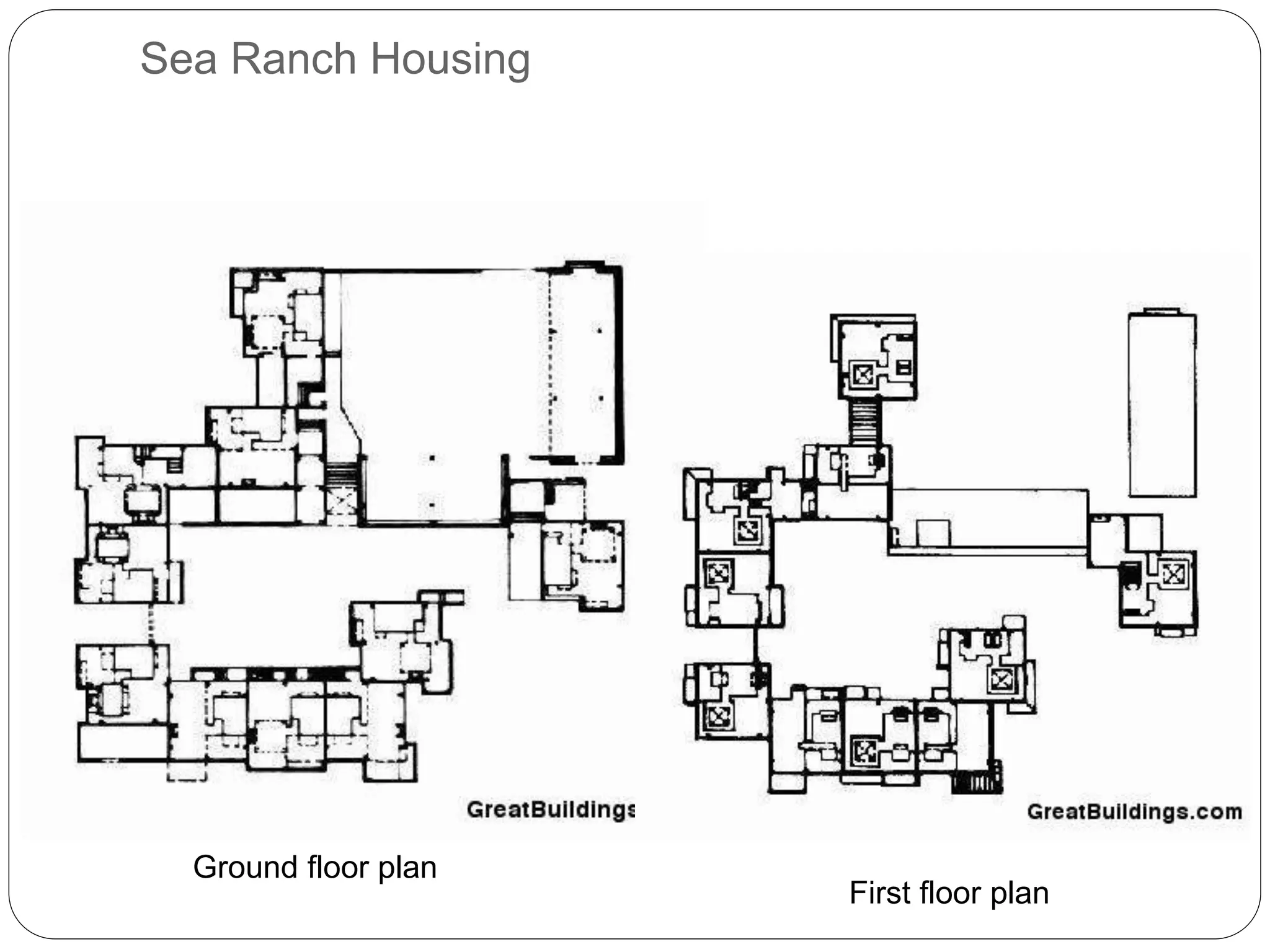 Sea Ranch Housing
Ground floor plan
First floor plan
 