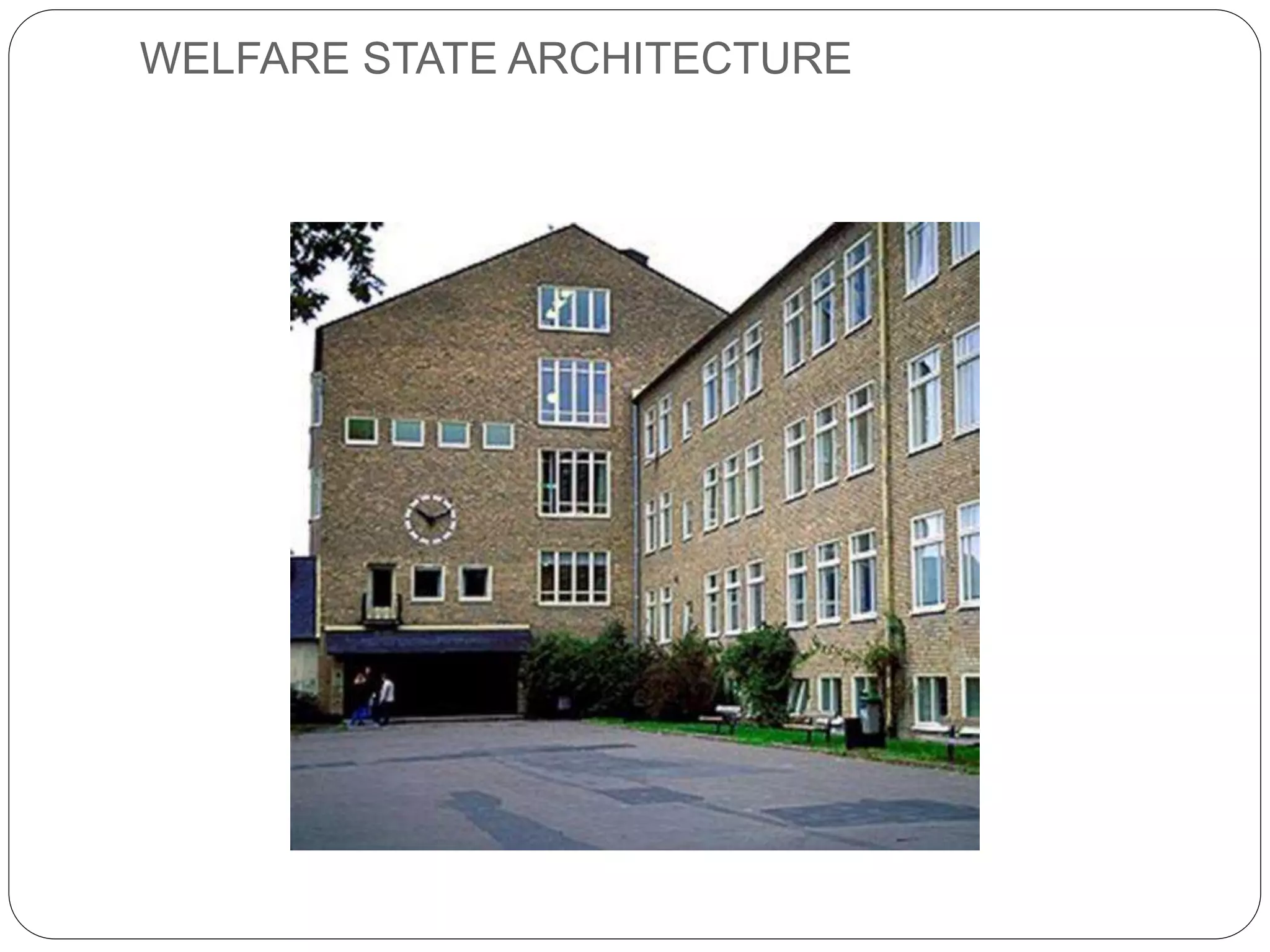 WELFARE STATE ARCHITECTURE
 