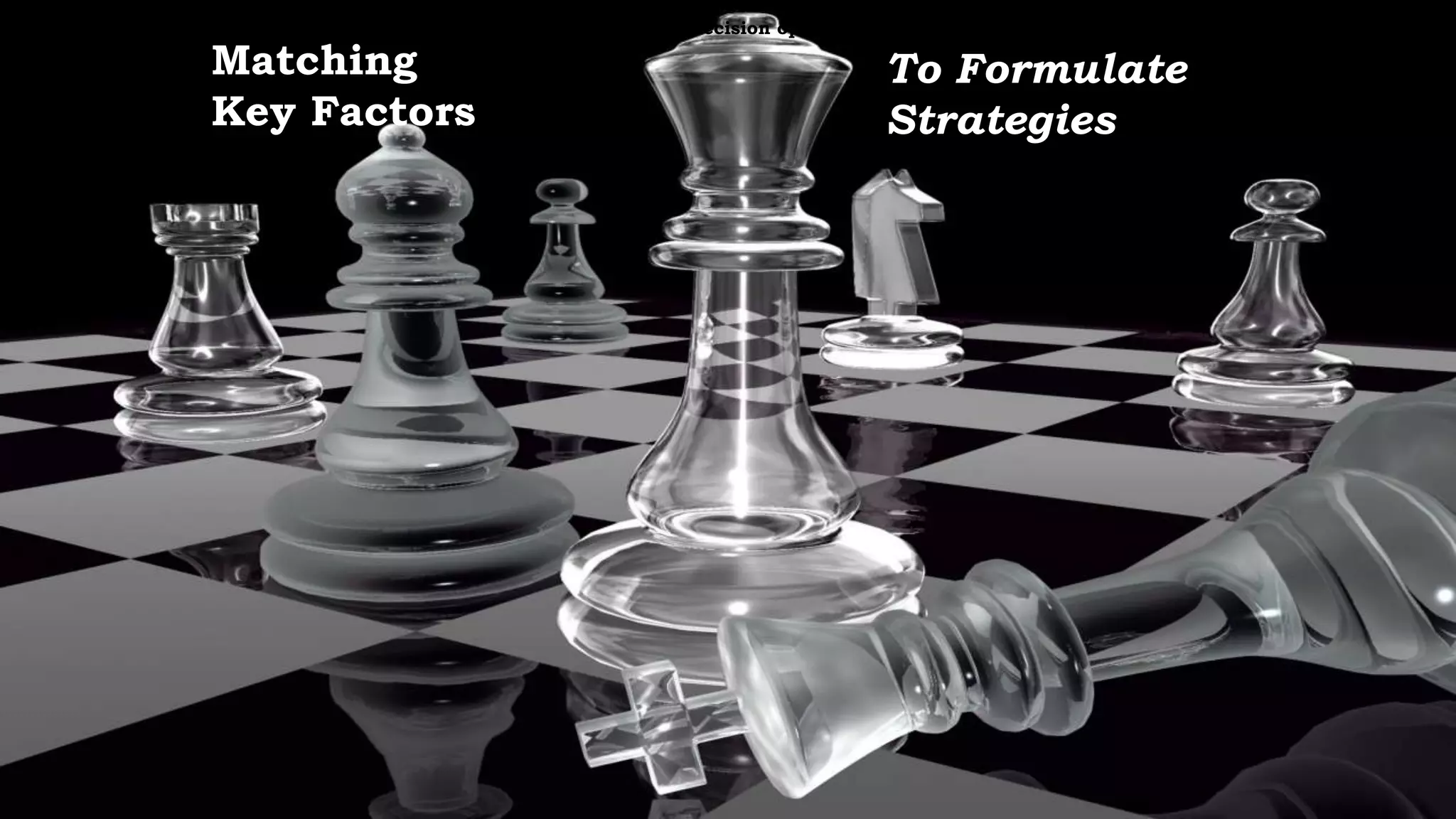To Formulate
Strategies
Strategic decision options
Matching
Key Factors
 