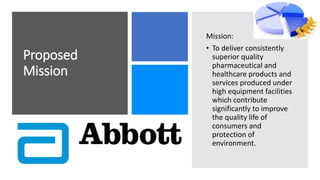 Proposed
Mission
Mission:
• To deliver consistently
superior quality
pharmaceutical and
healthcare products and
services produced under
high equipment facilities
which contribute
significantly to improve
the quality life of
consumers and
protection of
environment.
 