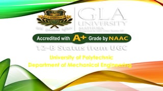 University of Polytechnic
Department of Mechanical Engineering
 