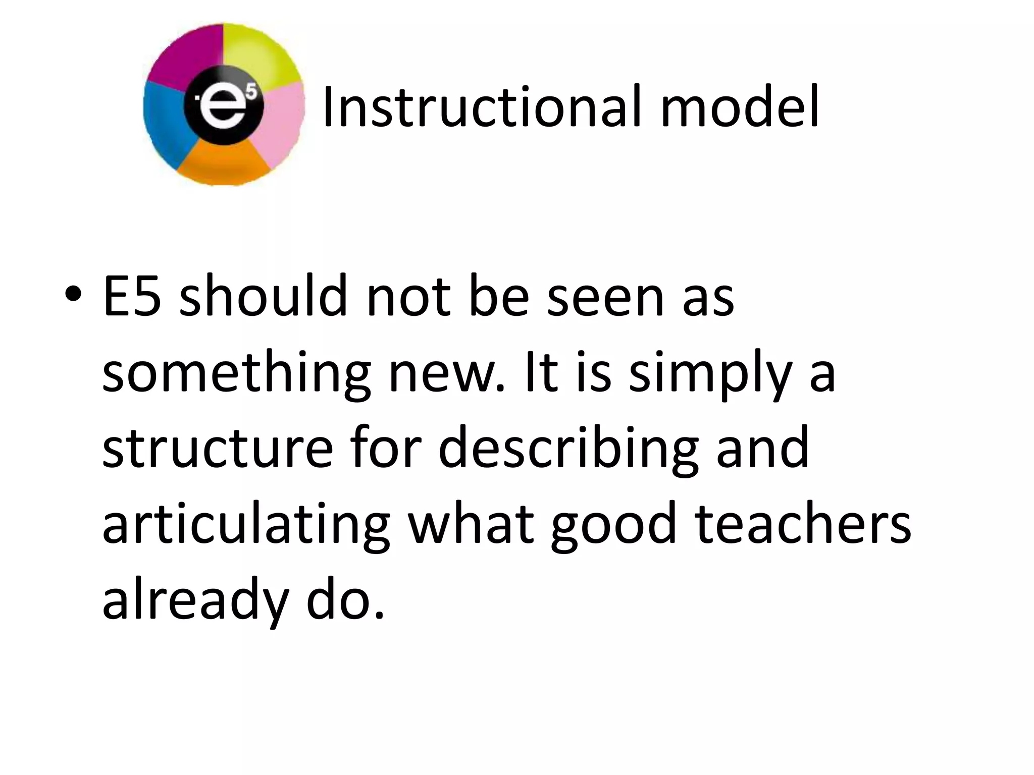 Application – The teacher provides experiences where the students demonstrate their understanding by applying concepts in new contexts.In the 1930's John Dewey (1859 – 1952) an American philosopher, psychologist and educational reformer developed an instructional model that included:Sensing a perplexing situation