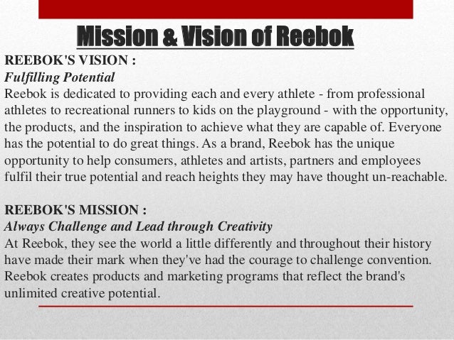 reebok mission and vision