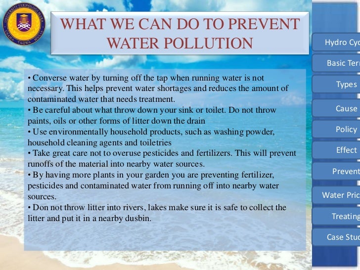 How to prevent water pollution essay