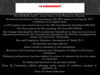 eighteen 18 amendment and article 25a 