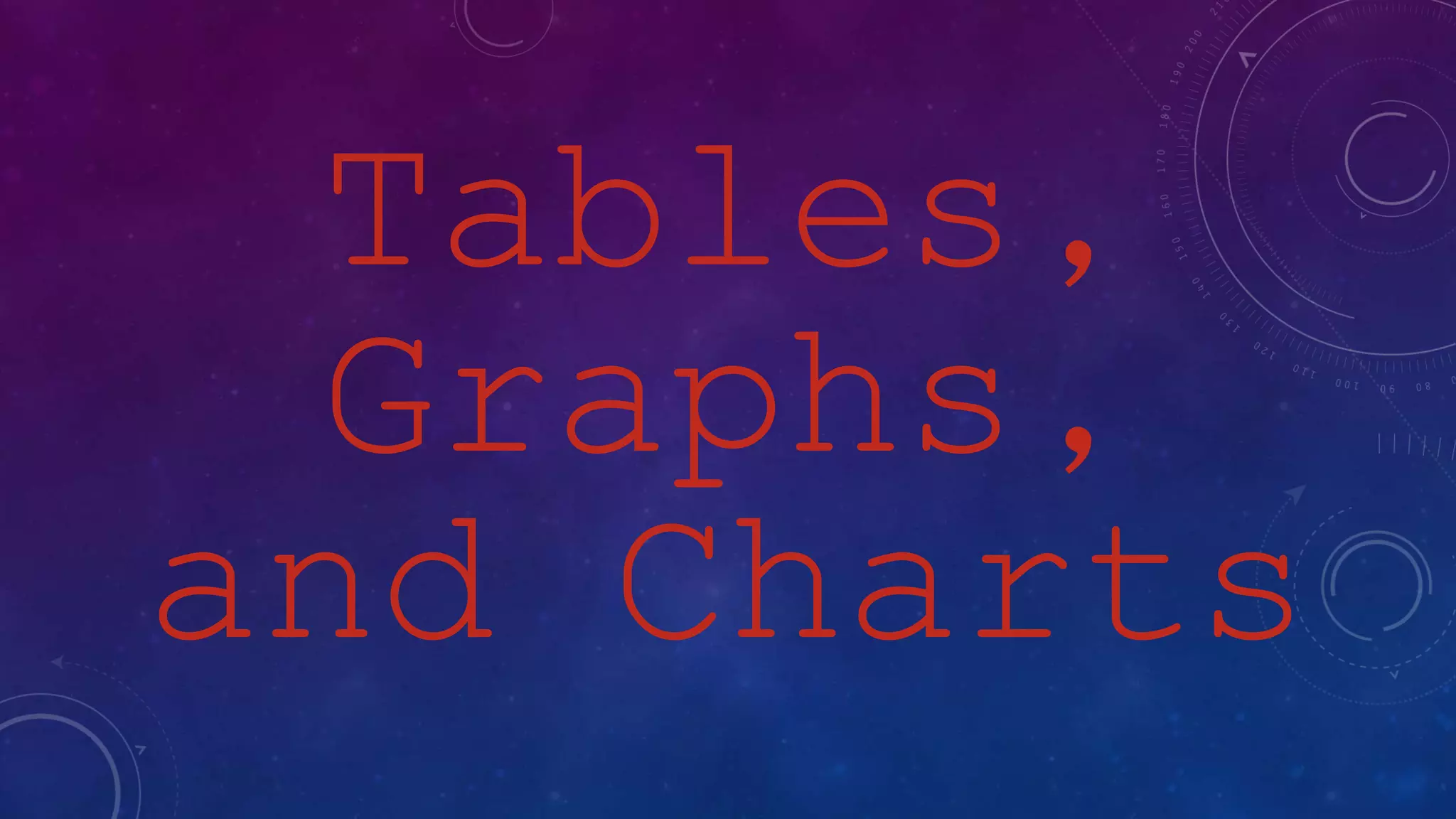 Tables,
Graphs,
and Charts