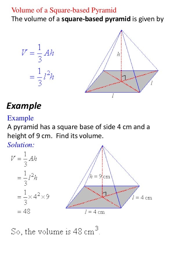 Find The Volume Of A Pyramid With A Square Base - malaypopo Volume Of A Triangular Pyramid Formula