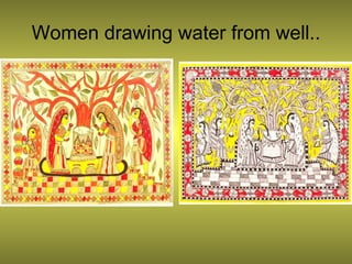 Women drawing water from well.. 