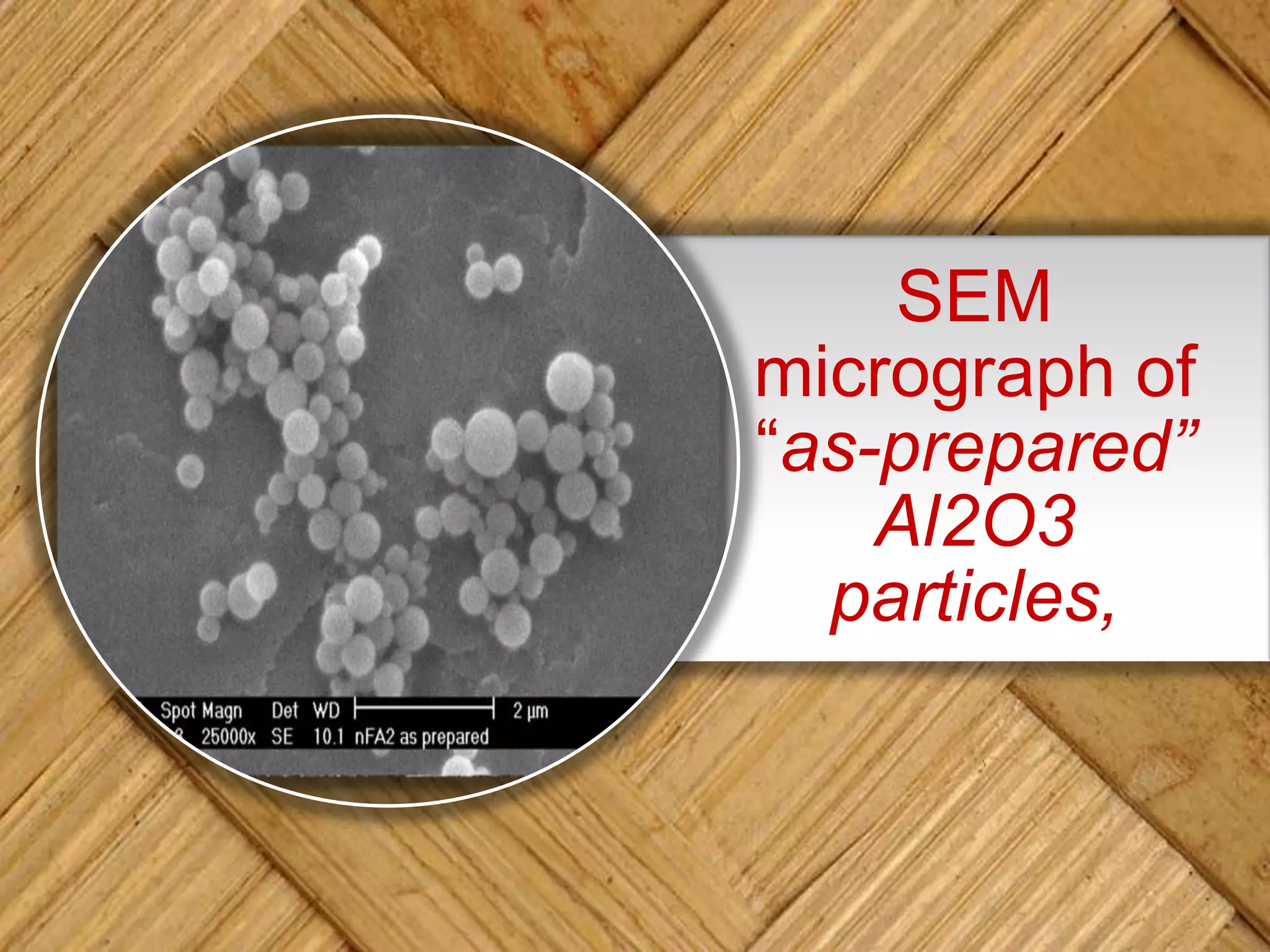 SEM
micrograph of
“as-prepared”
Al2O3
particles,
 