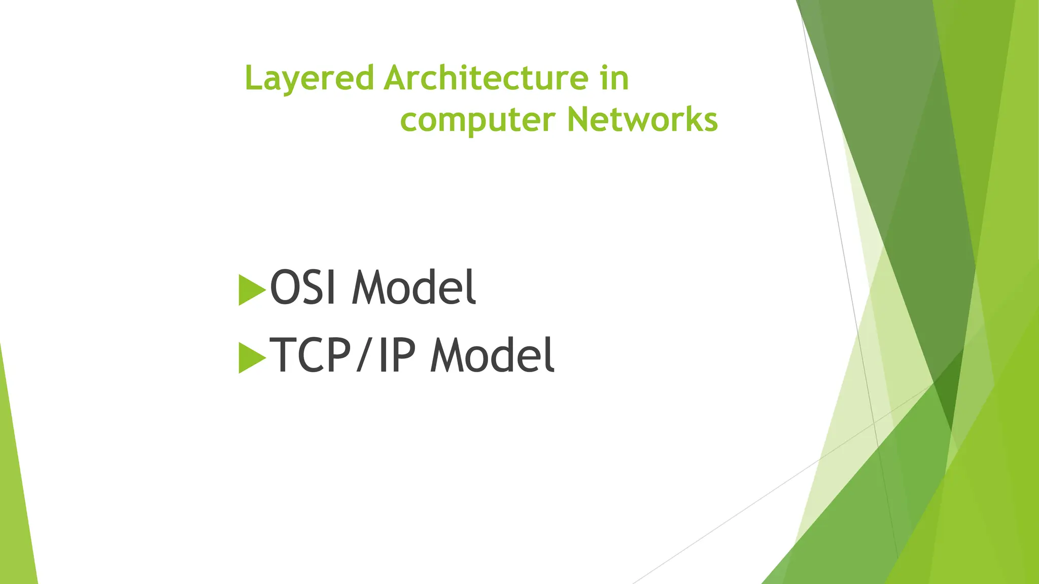 Layered Architecture in
computer Networks
OSI Model
TCP/IP Model
 